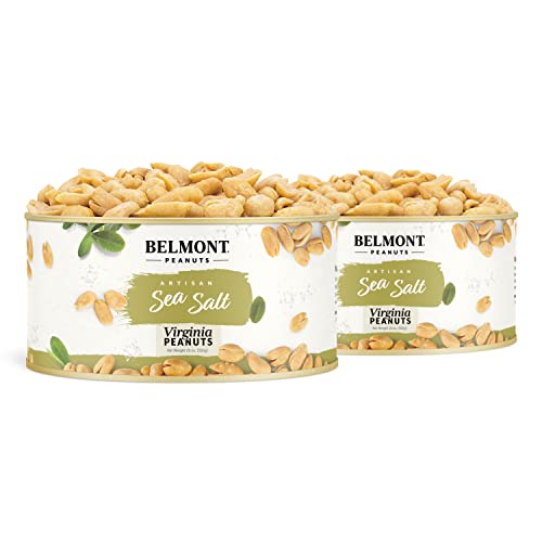 Image of Belmont Peanuts Gourmet Sea-Salted Virginia Peanuts, 20 oz (2 Pack) - Only 3 Simple Ingredients, No Preservatives, 7g Protein - A Premium, Salty, Crunchy, Hand Seasoned Snack