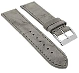 Herzog Piemont Ersatzband Uhrenarmband 18mm Leder grau Naht Band Dornschließe, Schließe:Silbern