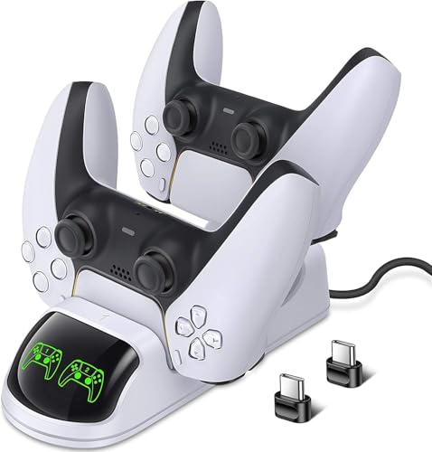 Image of PSS PS5 Controller Charging Station, 3H Fast USB PS5 Controller Charger, Play /Station 5 Controller Charger Station, Dual Charging Dock for Sony PS5 with USB Charging Cable,White