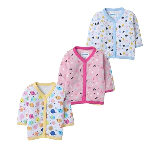 Image of Baby Boys' & Baby Girls' T-Shirt Hosiery Cotton Clothing Full Sleeve Jhabla /Vest Front Open T- Shirt with Snap Buttons