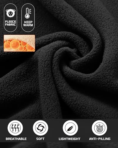 33,000ft Herren Fleecejacke Stehkragen Warm Jacke Männer Leichte Strickjacke Übergangsjacke Outdoor Sweatjacke für Wandern Laufen Freizeit Schwarz M