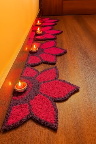 Image of Rangoli Floor Decoration Mat, Haldi & Mehndi Ceremony, Pooja and Festivals | Traditional Floral Design Decorative Mat for Home Entrance, Mandap & Event Decor