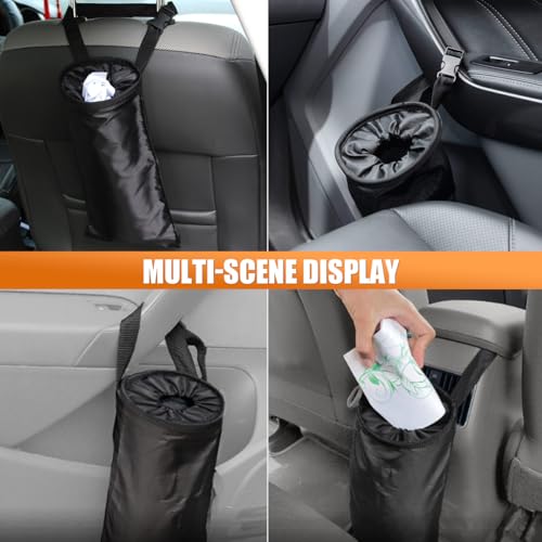 Image of 3PCS Universal Hanging Car Garbage Bag for Back Seat - Detachable Garbage Can Car Trash Bag with Elastic Opening - Washable Storage Bags Auto Trash Can for Outdoor Traveling & Home Use