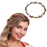 Simsly Christmas Flower Crown Berries Christmas Headband Forest Woodland Headpiece Wreath for Women