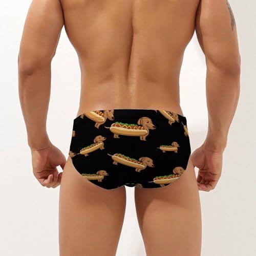 Dachshund Hot Dog Mens Swim Briefs Bikini Sexy Low Rise Trunks Swimsuit Bathing Suit Beach2