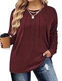 Kancystore Plus Size Fall Sweaters for Women 2024 Trendy Business Work Lightweight Sweatshirts Red 4X