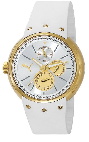 PUMAMotorsport Hero - Small Unisex Quartz Watch with Silver Dial Analogue Display and White Silicone Strap PU102672004