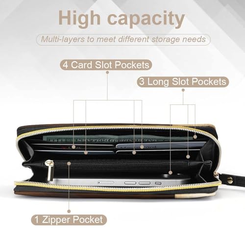 Dog Dachshund Leather Wallet Smooth Zip Around Clutch Wristlet Travel Long Soft Purse for Women4