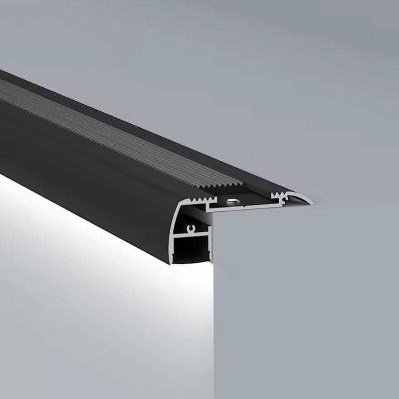 SILAMP Nez de Marche Alu 2M Noir pour Ruban LED 10mm