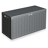 Schauer Auflagenbox 320 Liter anthrazit - Kissenbox aus Kunststoff in Rattanoptik - Gartentruhe/Gartenbox für Sitzauflagen, Kissen & Kinderspielzeug
