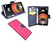 Produktbild ENERGMiX Elegante Buch-Tasche kompatibel mit LG X Power (K220) in Pink-Blau (2-Farbig) Leder Optik Wallet Book-Style
