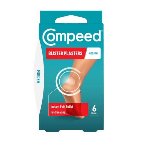 Image of Compeed 6 Medium Size Blister Plasters for Feet (Individually Wrapped Plasters) - Hydrocolloid Plaster Technology for Faster Healing - Waterproof Deep Cushioned Plasters for Comfort
