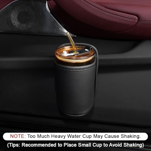 Image of STHIRA Car Cup Holder Utility Car Accessory, Fashion PU Storage Pouch with Back Clip, Clip-on Removable Car Cup Holder Trash Bin for Car Door, Backseat, 11x15cm