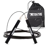 Forge® Speedrope Skipping Rope. Premium, Precision Balanced, Anti-Slip Handles. Self-locking & Adjustable. Ideal for CrossFit, Boxing, HIIT, Circuits and Home Workouts.
