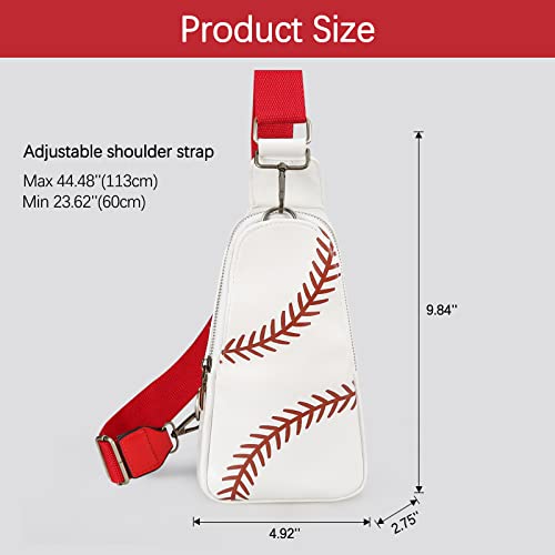 Ineowelly Baseball Sling Bag For Men And Women Pu Leather Small Backpack For Women, Crossbody Sling Backpack Sport Baseball For Unisex Cycling Hiking Traveling(White) #TOP2