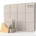 18 Pack Soundproof Wall Panels Self-Adhesive, Square Sound Proof Foam Panels for Wall, High Density Acoustic Panels, Acoustic Panels for Home Office, Recording Studio 12" X 12" X 0.4" Beige