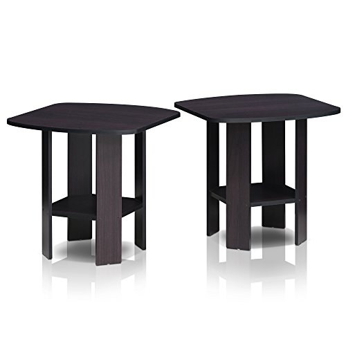 Image of FURINNO Simple Design End Table, 2-Pack, Dark Walnut
