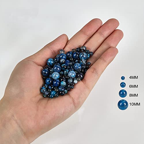 108pcs 10mm Natural Blue Dragon Vein Agate Beads Round Gemstone Beads Loose Beads for Jewelry Making