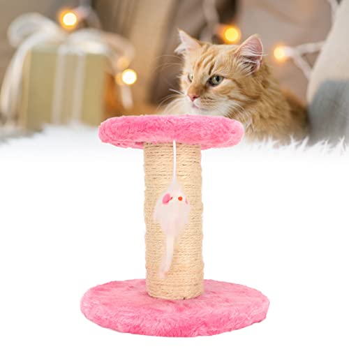 Rascador para gato de 2 niveles con peluche suave rosa miniatura 2