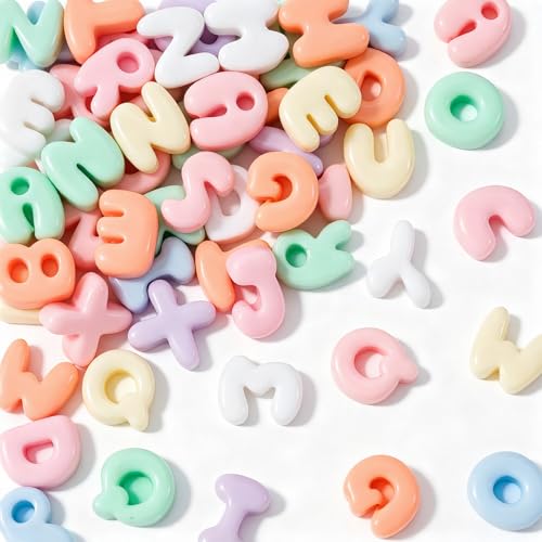 VARMDUKKE 60Pcs Letter Charms Shiny Resin Letter Charm Mixed Color