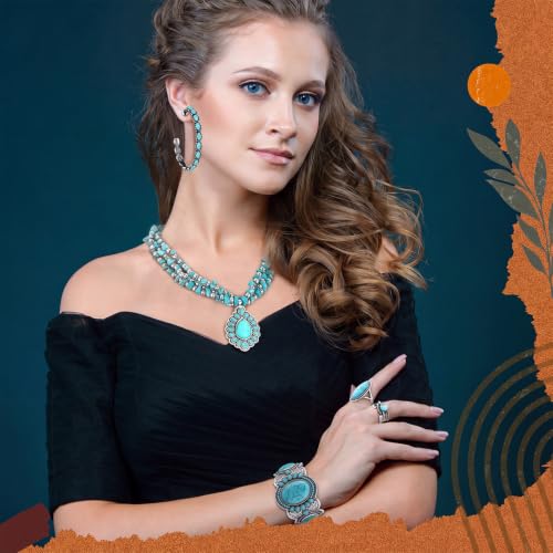 Image of Ecally Western Turquoise Jewelry Set for Women