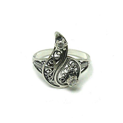 Bague en argent massif 925 filigrane avec oxydes de zirconium R001500