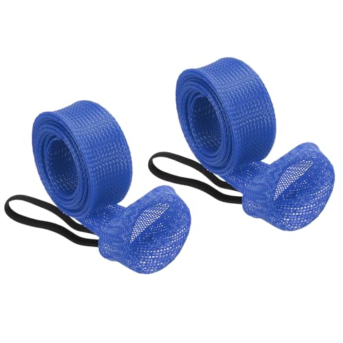 PATIKIL 67 Inch Rod Sock, 2 Pcs Fishing Rod Sleeve Cover Braided Mesh Pole Protector Gloves Fishing Tools Pointed End for Spinning Fishing Rod Fly Rod Ice Rod Casting Rod, Dark Blue