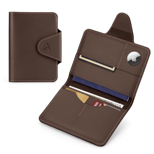 ALLIVE Passport Holder for Travel, Genuine Leather Wallet with AirTag Slot