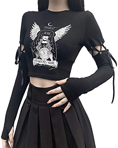 TSMNZMU Black Tshirt Goth Goth Black Shirt Goth Shirts Goth Shirts alt Shirts Gothic Shirt Shirts Goth alt Shirts Goth Goth Women Shirt Goth Shirts for Women Baggy Shirts Aesthetic Goth