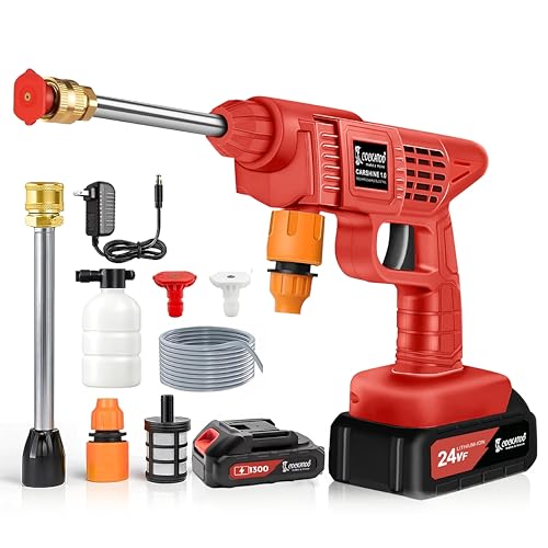 Image of Cockatoo CarShine1.0 Rechargeable Pressure Washer Gun 21V Double Battery 10 Bar Pressure 4L /min Flow Portable Car Bike Garden Cleaner Aluminium Motor Foam Bottle Cordless High Pressure Cleaner