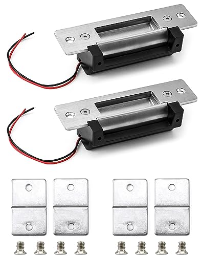 QWORK Electric Door Strike Lock 12VDC Fail-Safe/Fail-Secure Heavy Duty Power Door Crash Lock for Access Control System 2 Pack