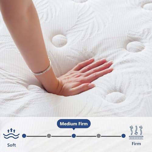 Image of King Size Mattress 12 inch, Medium Firm Hybrid Mattresses with Gel Cooling Memory Foam and Pocket Springs, King Mattress in a Box, Motion Isolation, Pressure Relief & Upgraded Support, CertiPUR-US