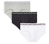 Michael Kors Men`s Performace Cotton Low Rise Briefs 3 Pack (Heather(RR1L001033)/Black/White, X-Large)