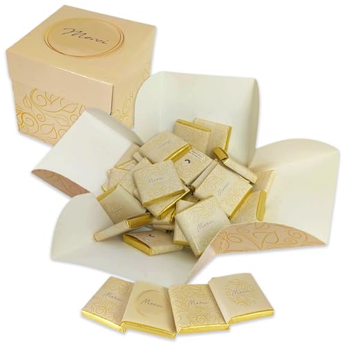 Coffret de Chocolats - Boîte de 40 Carrés de Chocolat Individuels à Offrir Pour Dire Merci - Chocolats au Lait et Noir - 100% Pur Beurre de Cacao - Fabriqué en France - 200 Gr - Elégance