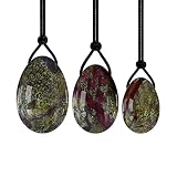 Oeuf De Yoni De Sang De Dragon en Pierre Naturelle 100% Oeufs De Massage Percés pour Les Femmes Boules De Massage d'exercice De Kegel Oeufs Non Percés De Jade,Oeufs Percés