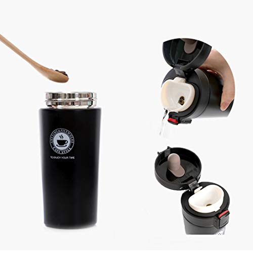 Vaso Termico Café Termo Taza Botella Taza Coche Acero Inoxidable Café Agua Thermos Frascos Termo Cafe Hermetico (Negro) - Imagen 6