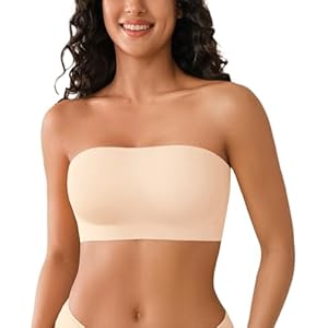 DEANGELMON Strapless Bras for Women Non-Slip Silicone Bandeau Seamless Tube Top Bralette Comfy Non Padded Stretchy Stylish Large Milky Skin