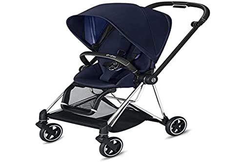 Cybex Mios 2 Complete Stroller, One-Hand Compact Fold, Reversible Seat, Smooth Ride All-Wheel Suspension, Extra Storage, Adjustable Leg Rest, XXL Sun Canopy, in Indigo Blue with Chrome/Black Frame