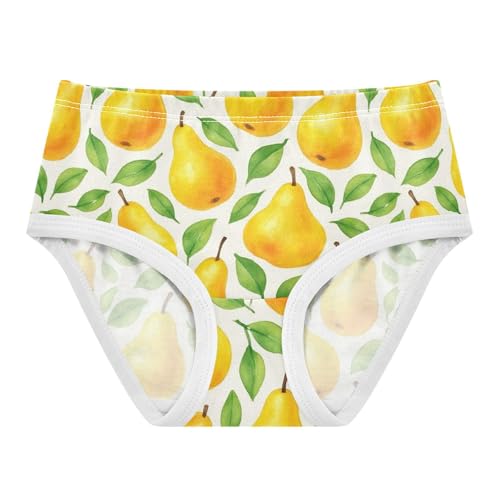 Joisal Cotton Toddlers Underwear Floral Yellow Pears Green Leaves Cute Panties Girl Personalized Underpants Briefs 2t