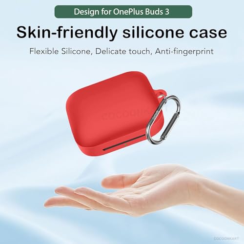 Image of Silicone Case Cover Compatible for OnePluss Buds 3 -Red