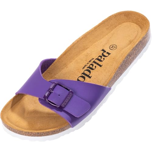 Palado Pantoletten Damen Malta Matt – gefertigt in Spanien – Veloursleder-Decksohle – matte Oberfläche – Weichfußbett fü...
