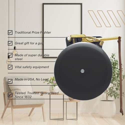 Bevin Bells Steel Trip Gong | Traditional Prize Fighter 6inch Boxing Bell | Loud & Made of Steel & Brass | Boxing Training and Warning Device in One | Man Cave/Bar Accessory | Made in USA 6STG - Thumbnail 4