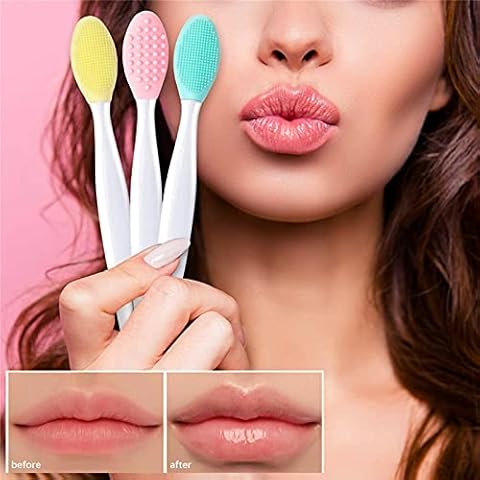6PCS Lip Scrub Brush Lip Brush Tool,Double-Sided Silicone Exfoliating Lip Brush,Gentle Lip Exfoliator Scrubber Brush for Smooth,Soft,Bright,Fuller Healthy Lips Cover