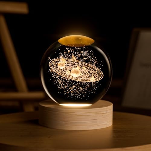 3D Solar System Crystal Ball, 2.4inch Universe Gifts Decorative Q...