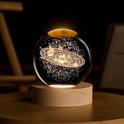 3D Solar System Crystal Ball, 2.4in Universe Gifts Decorative Quartz Glass Ball, Space Laser Engraved Model Astronomy Decor, Physics Display Sculpture Home Decor Crafts for Friends Mom Women Boys