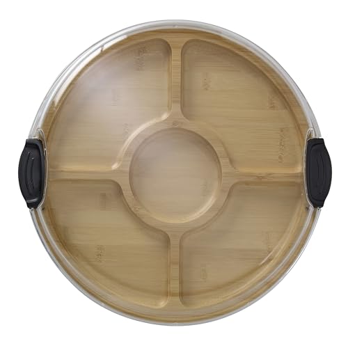 Farberware 14-Inch Round Bamboo Cutting Board with Locking Lid - image 2