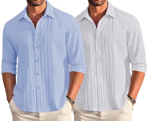 Image of Leriya Fashion Shirt for Man New |Textured Shirts for Men | Long Sleeve Button Down Shirt |Beach Holiday Trendy Evening & Vacation Outfit