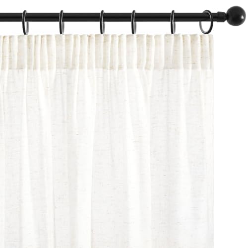 Deconovo Transparente Gardinen Leinen Kräuselband Vorhang Offwhite Leinenoptik – Ansicht 6