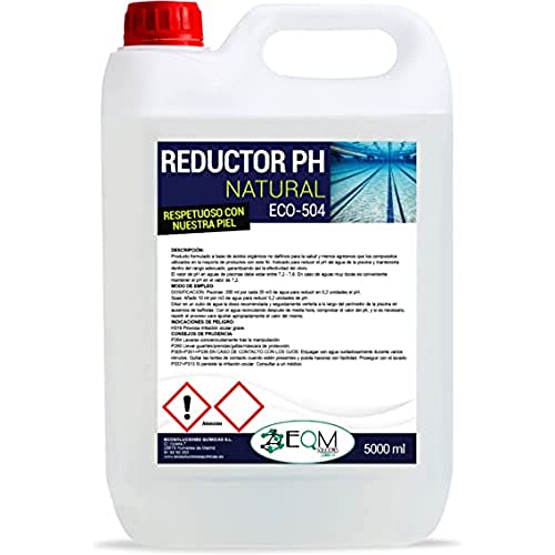 EQM SOLUCIONES QUIMICAS, ECO-504, Réducteur PH Naturel pour Piscine et Spa, ajuste et régule Le pH de Votre Piscine, 100 % écologique, Respectueux de Votre Peau Transparent Cover