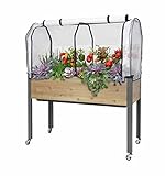 CedarCraft Self-Watering Elevated Cedar Planter (21'' x 47'' 32''H) with Greenhouse Cover - The Flexibility of Container Gardening Convenience a System. Made in Canada., Red